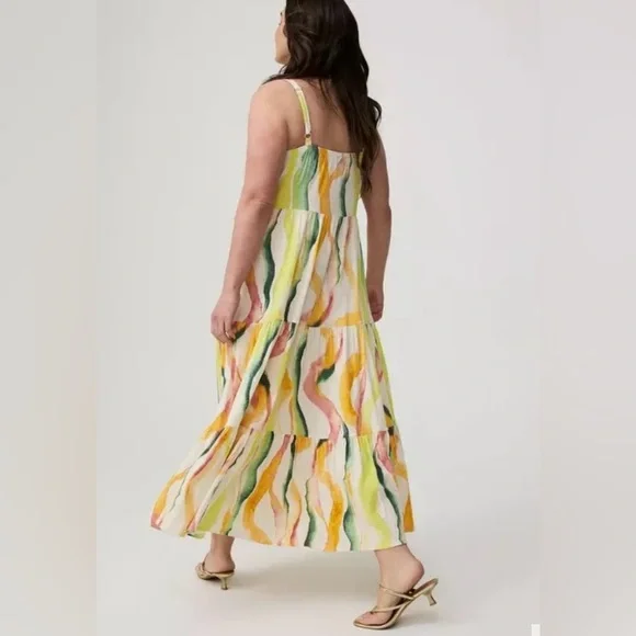 Torrid Colorful Abstract Tiered Maxi Dress - Size 1X - Picture 2 of 9